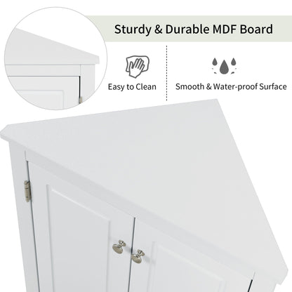 Triangle bathroom storage cabinet white MDF with adjustable shelves linen cabinet HouseOfZazla on Tampa Home & Garden Store