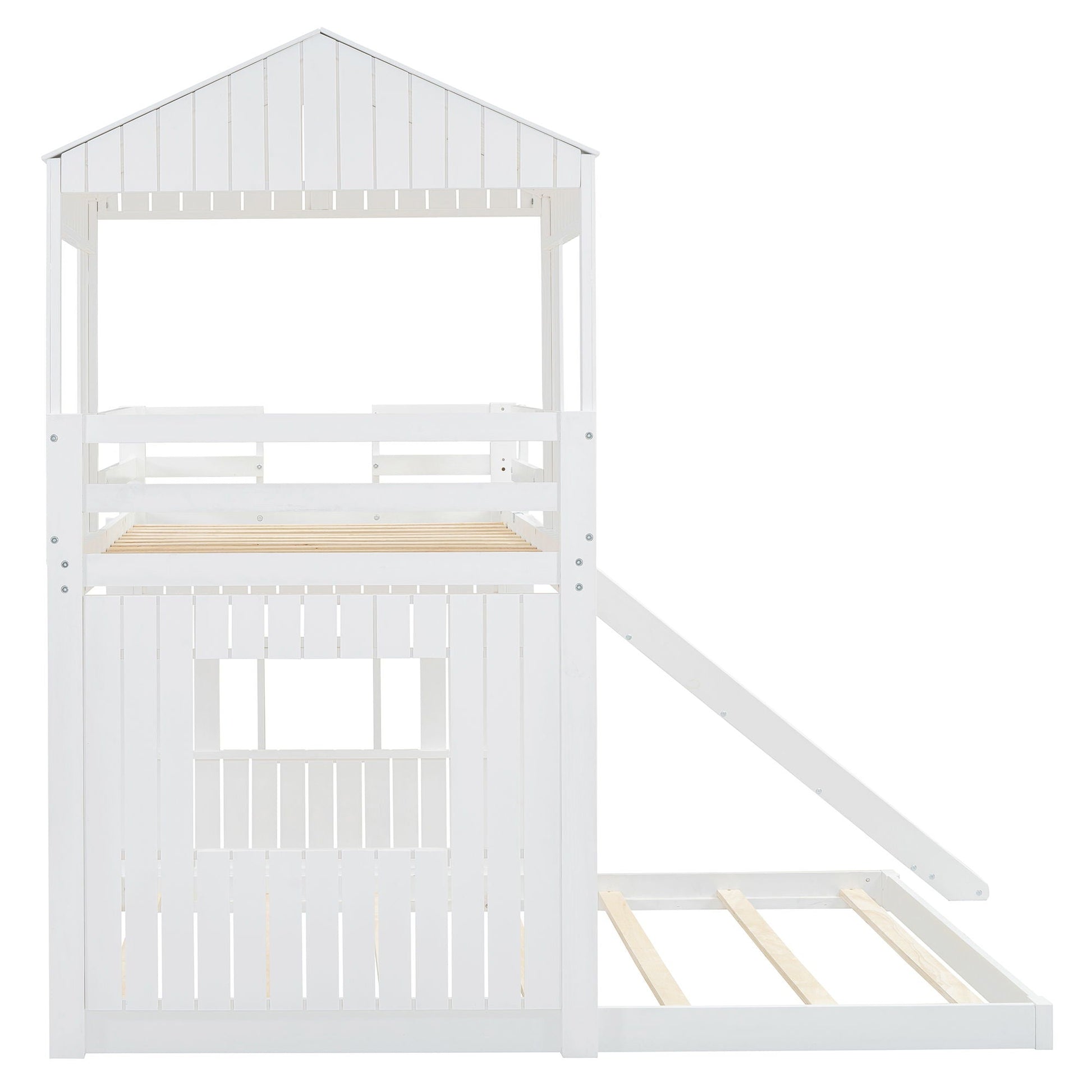 White HouseOfZazla loft bunk bed with playhouse roof, guardrails and ladder on Tampa Home & Garden Store