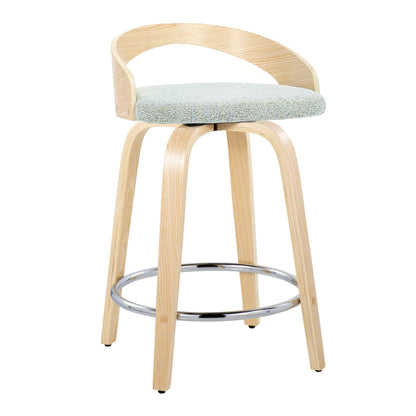 Contemporary fixed-height counter stool set with curved light-wood legs and gray seat on Tampa Home & Garden Store