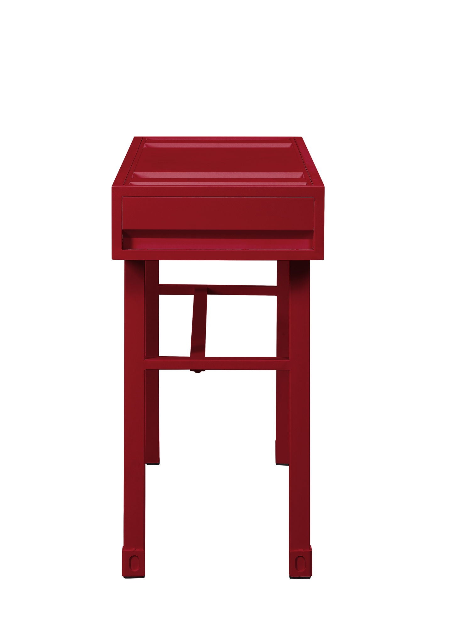Cargo Vanity Desk red lacquer finish with front drawer and lower shelf HouseOfZazla base on Tampa Home & Garden Store