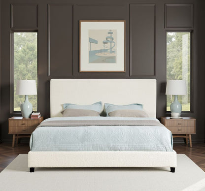 Platform Bed with Upholstered Headboard and Frame