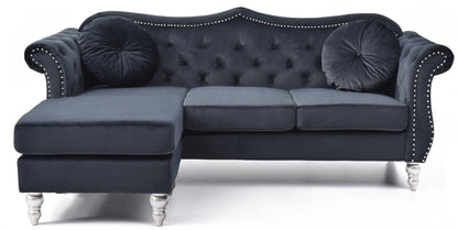 Hollywood Glam Sofa Chaise and Tufted Nailhead