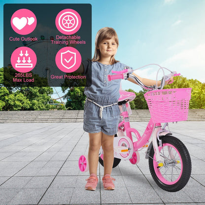 GemGear 16in pink carbon steel kids bike with basket and training wheels on Tampa Home & Garden Store