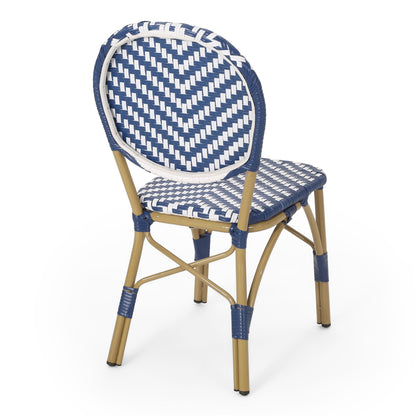 Navy Blue French Armless and Aluminum Chairs