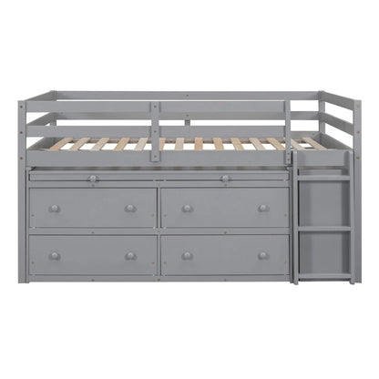 Loft Bed With Retractable Writing Desk And 4 Drawers gray with lateral portable desk and shelves on Tampa Home & Garden Store