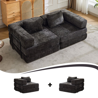 Compact Floor Sofa Bed With A Pillow And Frame