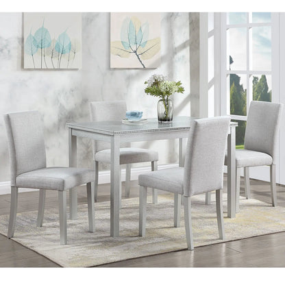 Dining Table Set With Crystal Decoration 5-Piece Upholstered Chairs Unique Piece Furniture on Tampa Home & Garden Store