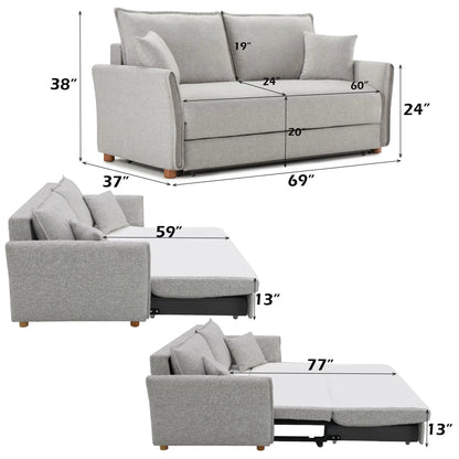 Oren Chenille Sleeper Sectional Sofa with Storage gray, 2 toss pillows by Unique Piece Furniture on Tampa Home & Garden Store