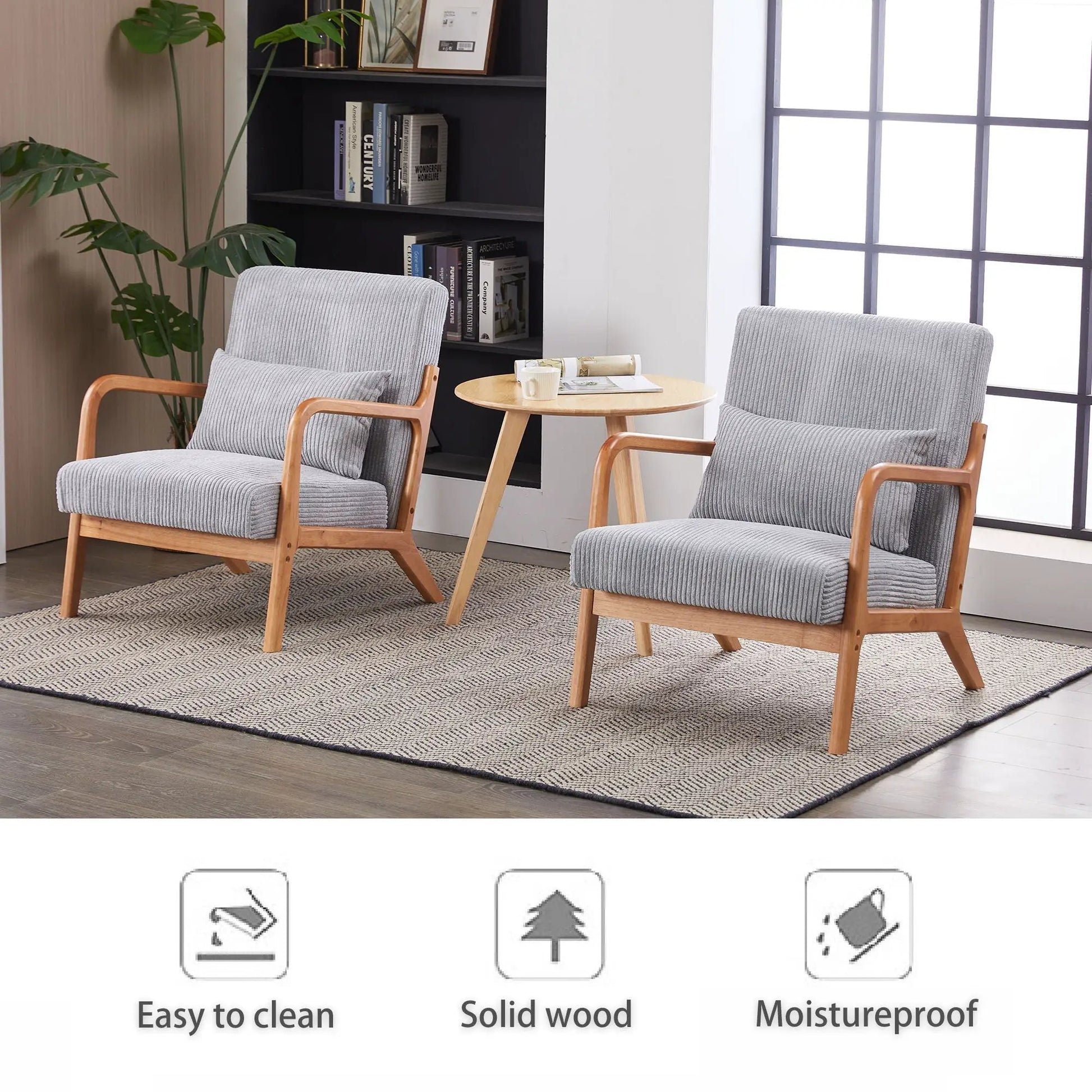 Accent Arm Chair With Pillow Upholstered gray fabric, solid wood frame by Unique Piece Furniture on Tampa Home & Garden Store
