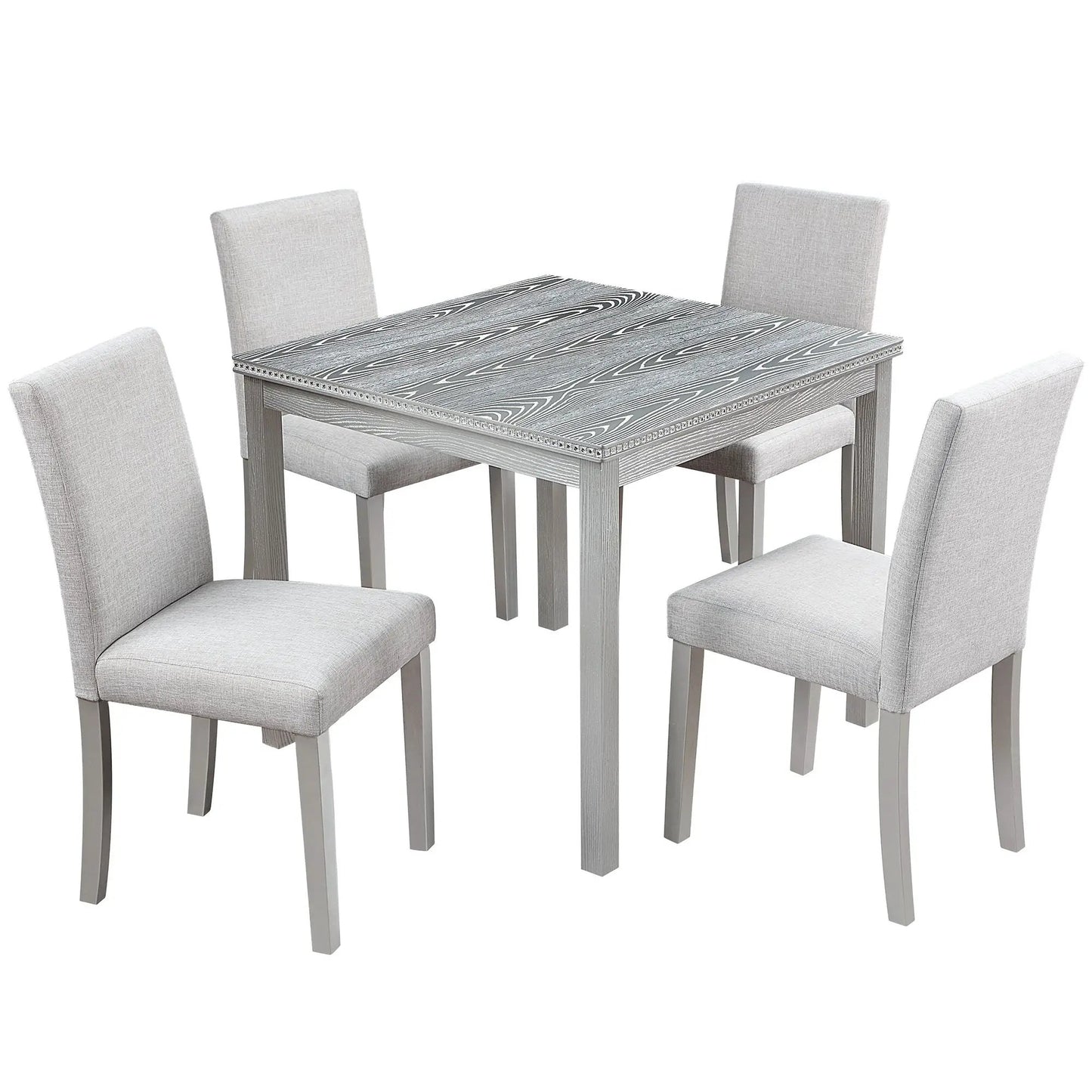 5-Piece Dining Set with crystal accents and gray upholstered chairs Unique Piece on Tampa Home & Garden Store