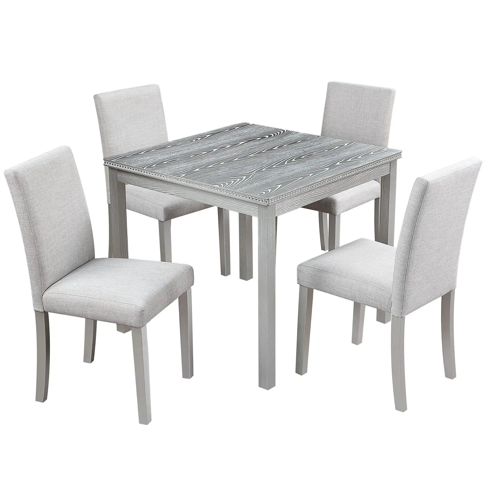 5-Piece Dining Set with crystal accents and gray upholstered chairs Unique Piece on Tampa Home & Garden Store