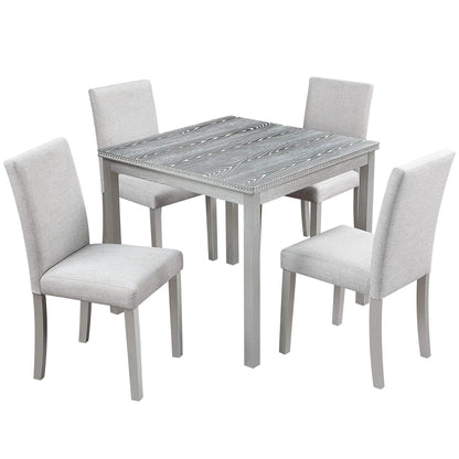 5-Piece Dining Set with crystal accents and gray upholstered chairs Unique Piece on Tampa Home & Garden Store