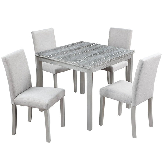 5-Piece Dining Set with crystal accents and gray upholstered chairs Unique Piece on Tampa Home & Garden Store