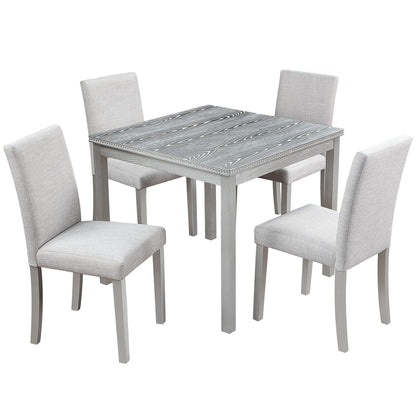 5pc dining set with gray upholstered chairs and a table with crystal trim by HouseOfZazla on Tampa Home & Garden Store