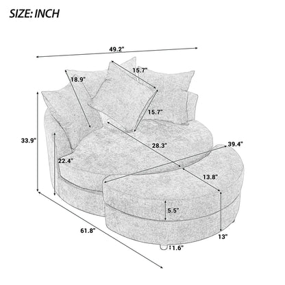 360° Swivel Accent Barrel Chair With Storage Ottoman & 4 Pillows Unique Piece Furniture on Tampa Home & Garden Store