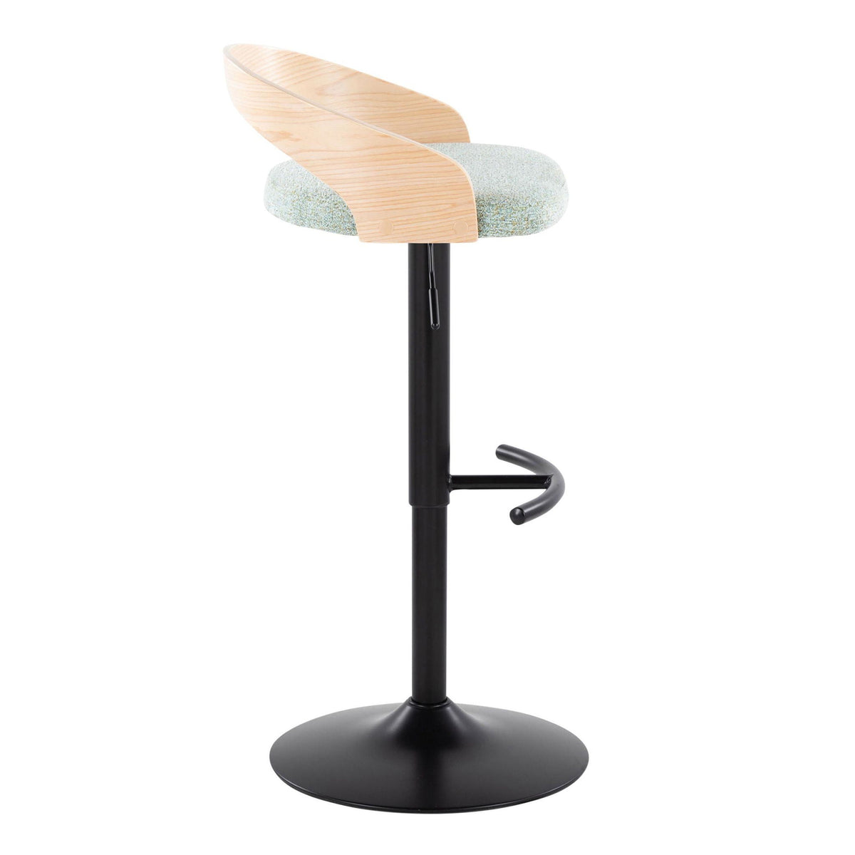 Adjustable Swivel Barstool with Cushion in light wood and gray fabric by HouseOfZazla on Tampa Home & Garden Store