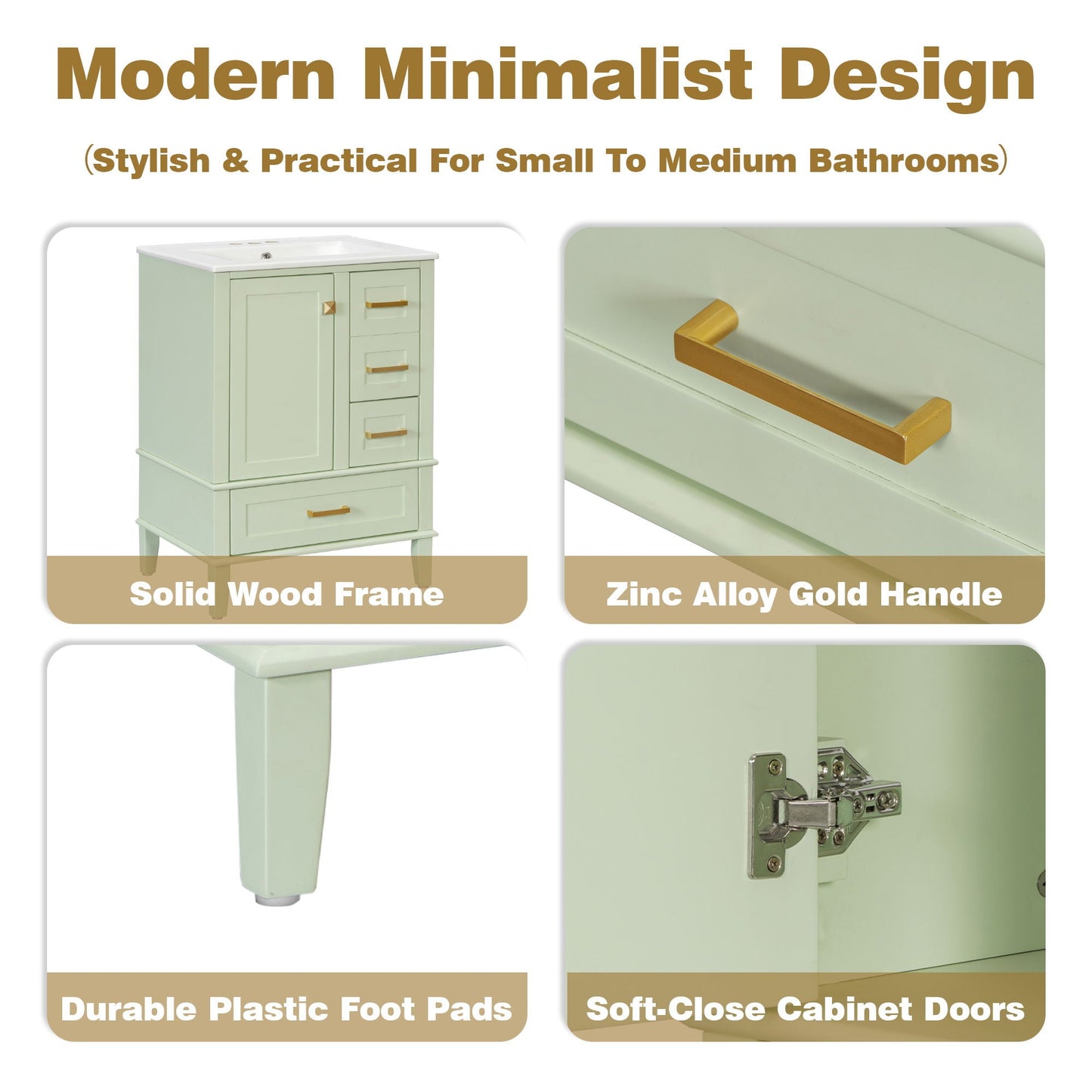 Bathroom Vanity With Sink Solid Wood Cabinet