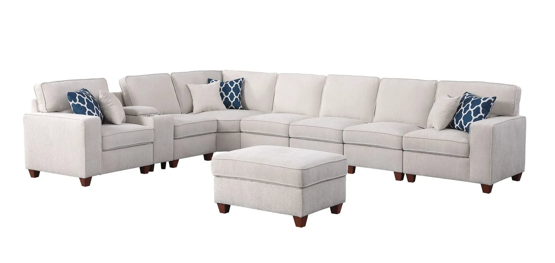 Ted sectional sofa with ottoman beige fabric 2-piece living room set Unique Piece Furniture on Tampa Home & Garden Store
