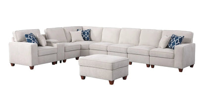 Ted sectional sofa with ottoman beige fabric 2-piece living room set Unique Piece Furniture on Tampa Home & Garden Store