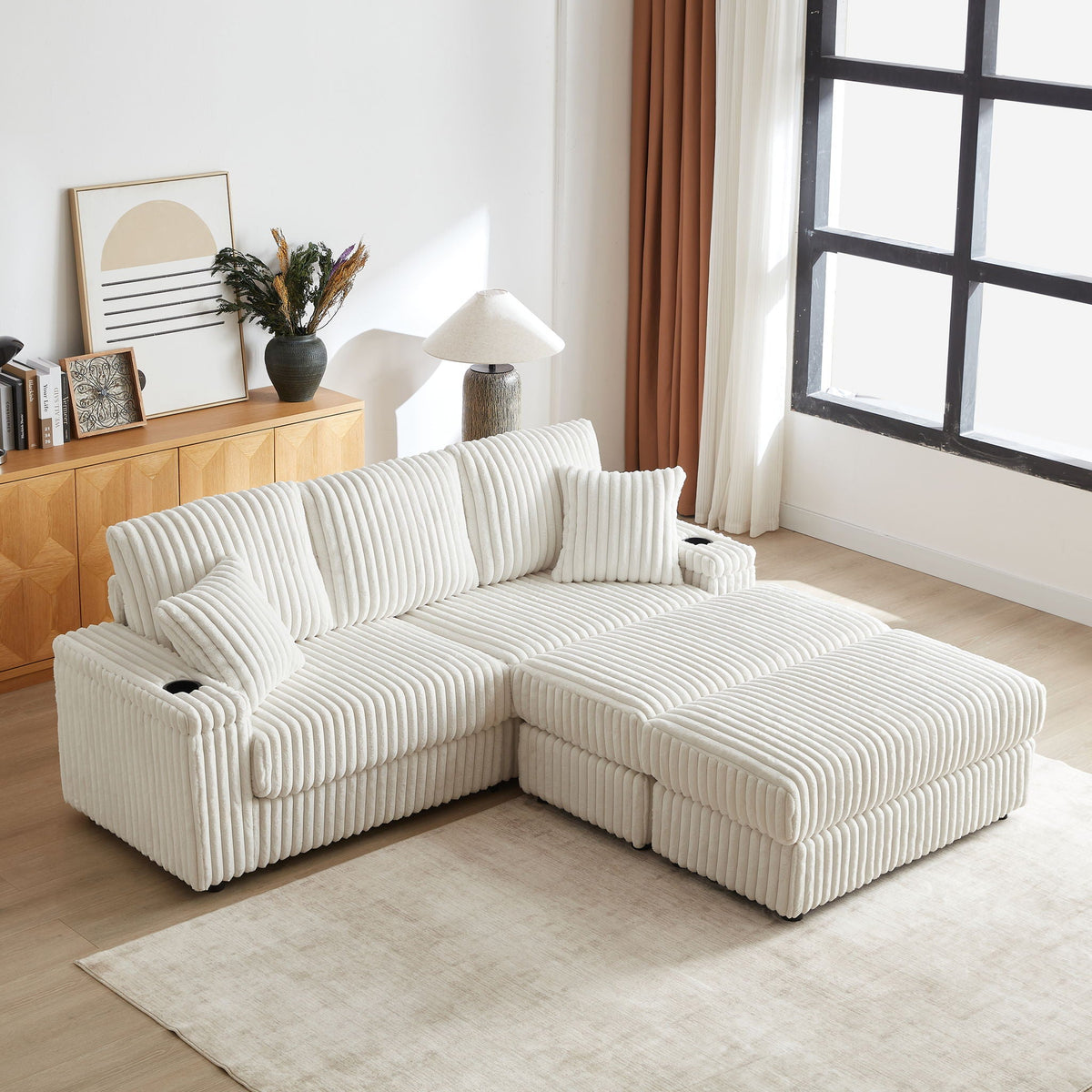 3 Seater Sofa With 2 Ottomans and Storage