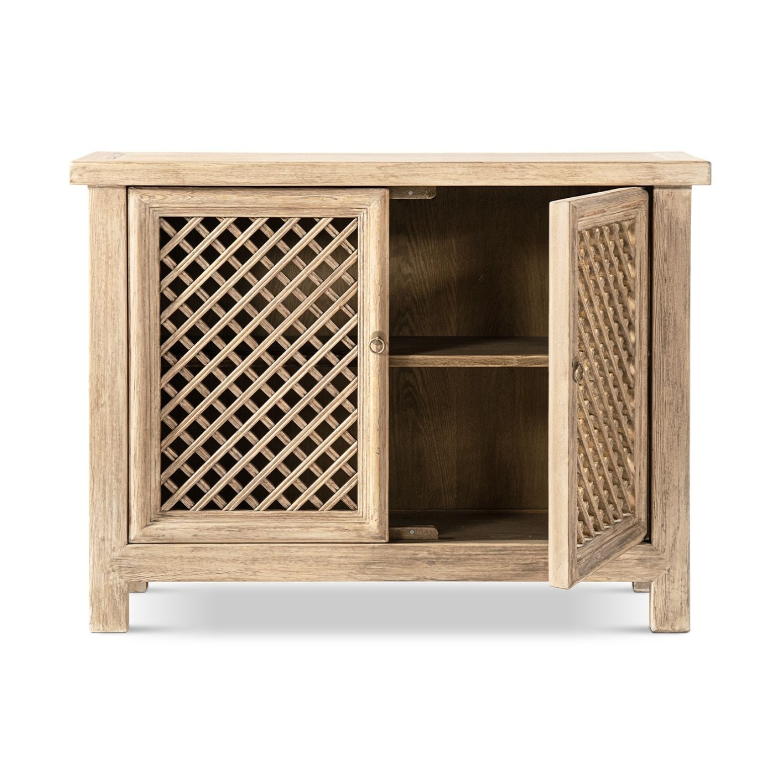 Arden 2-door accent storage cabinet natural wood with lattice doors HouseOfZazla on Tampa Home & Garden Store