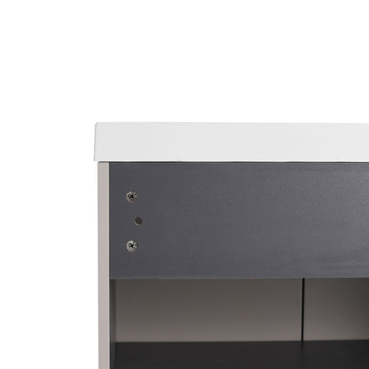 Freestanding Bathroom Vanity with Soft Close white countertop and dark gray base on Tampa Home & Garden Store
