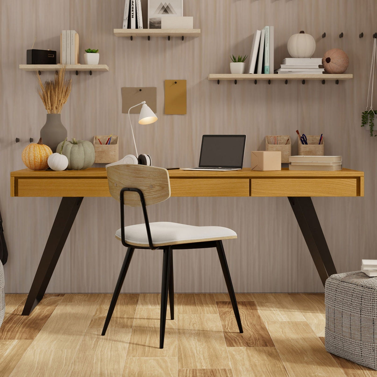 Handcrafted acacia writing desk with drawer storage by HouseOfZazla, wood with black legs on Tampa Home & Garden Store