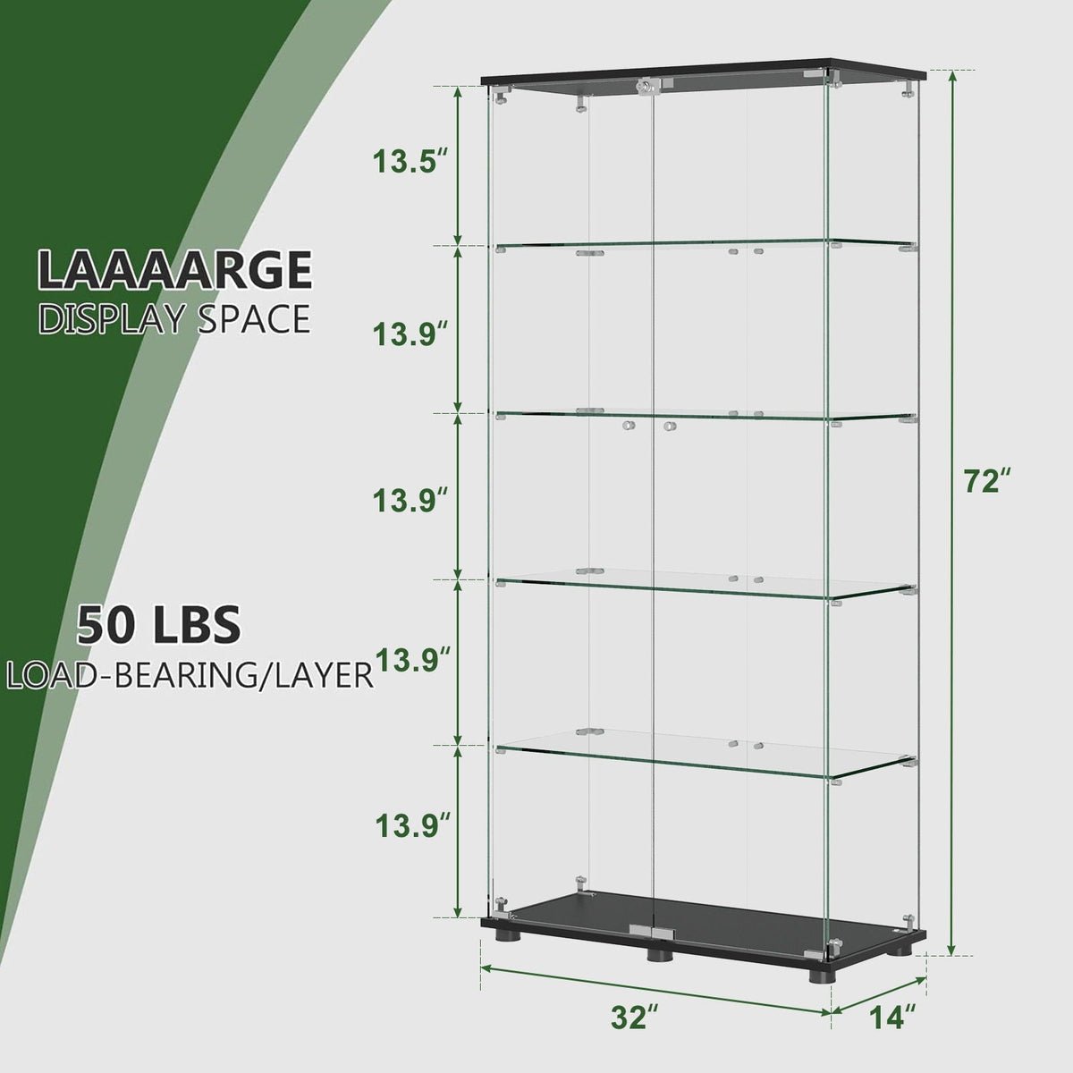 Display cabinet with double doors and lock in black by HouseOfZazla, glass cabinet on Tampa Home & Garden Store