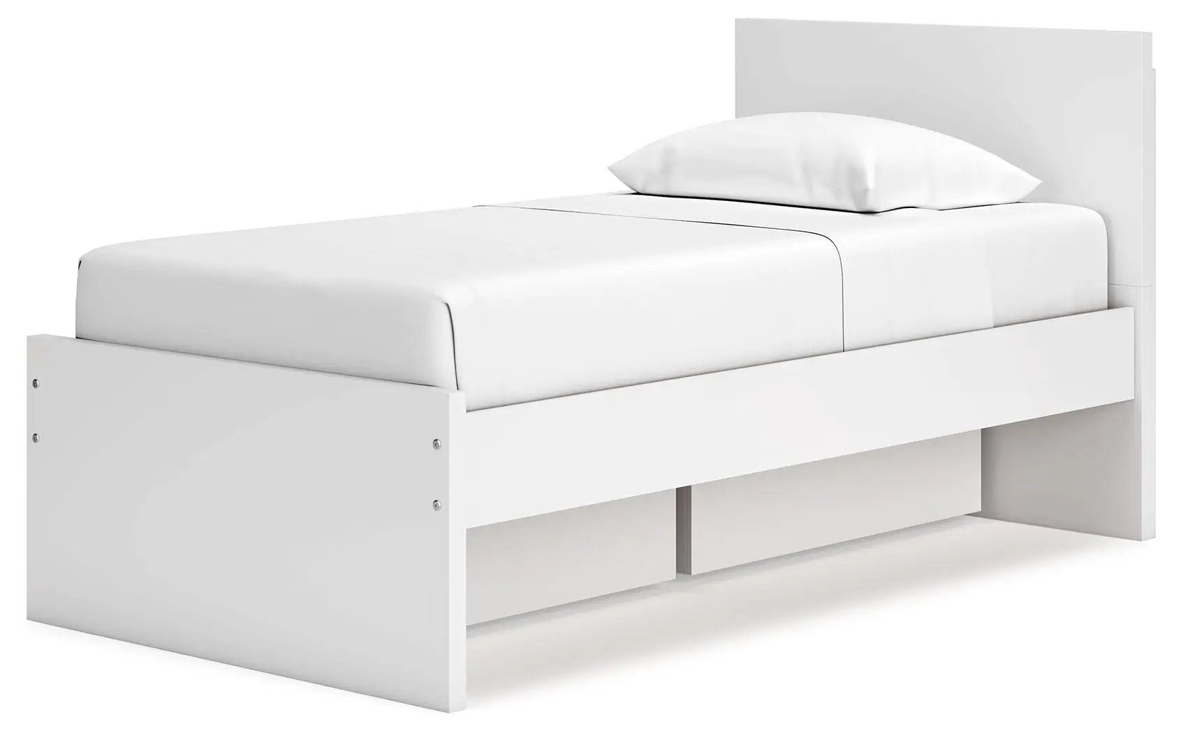 Onita panel platform bed white finish with built-in under-bed storage drawers on Tampa Home & Garden Store