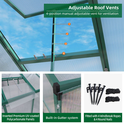 Strong Polycarbonate Walk In Greenhouse and Porch