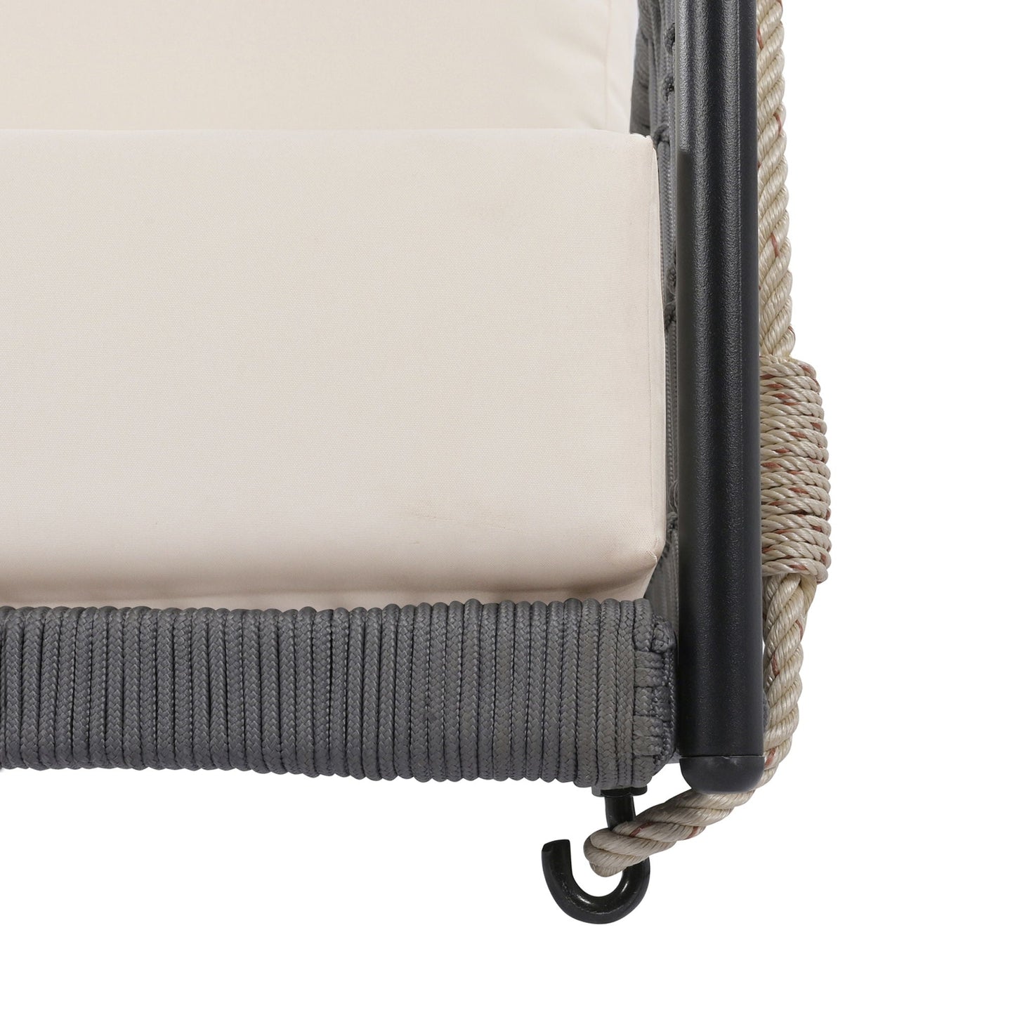 Beige Outdoor Swing Sofa with Soft Cushions