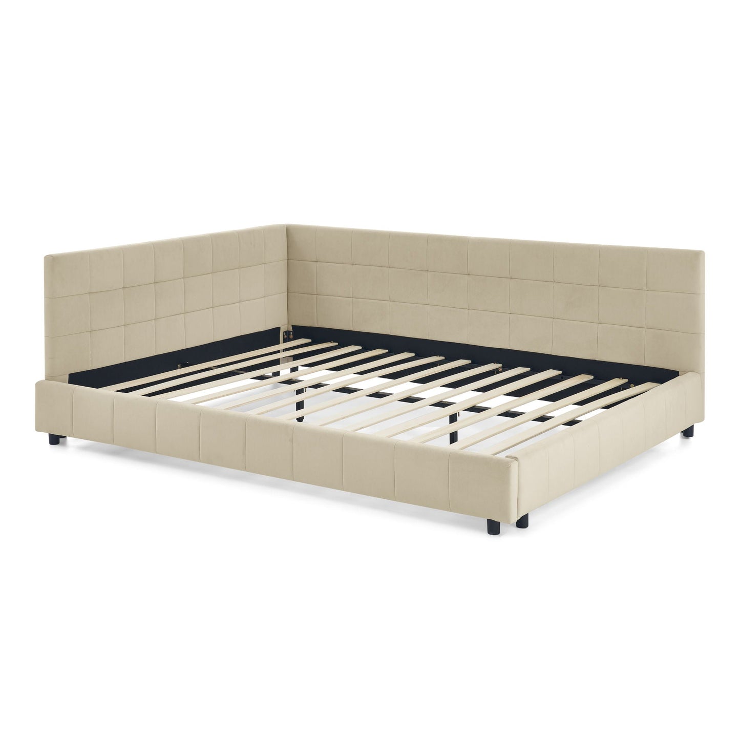 Mid Century Storage Upholstered Tufted Bed Frame
