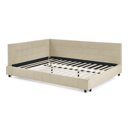 Mid Century Storage Upholstered Tufted Bed Frame