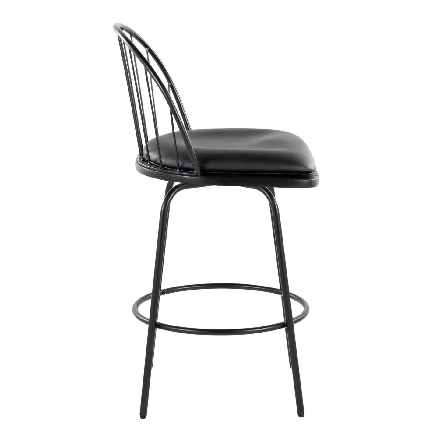 Riley Claire 2-pack counter stools, black metal frame, fixed height swivel, footrest on Tampa Home & Garden Store