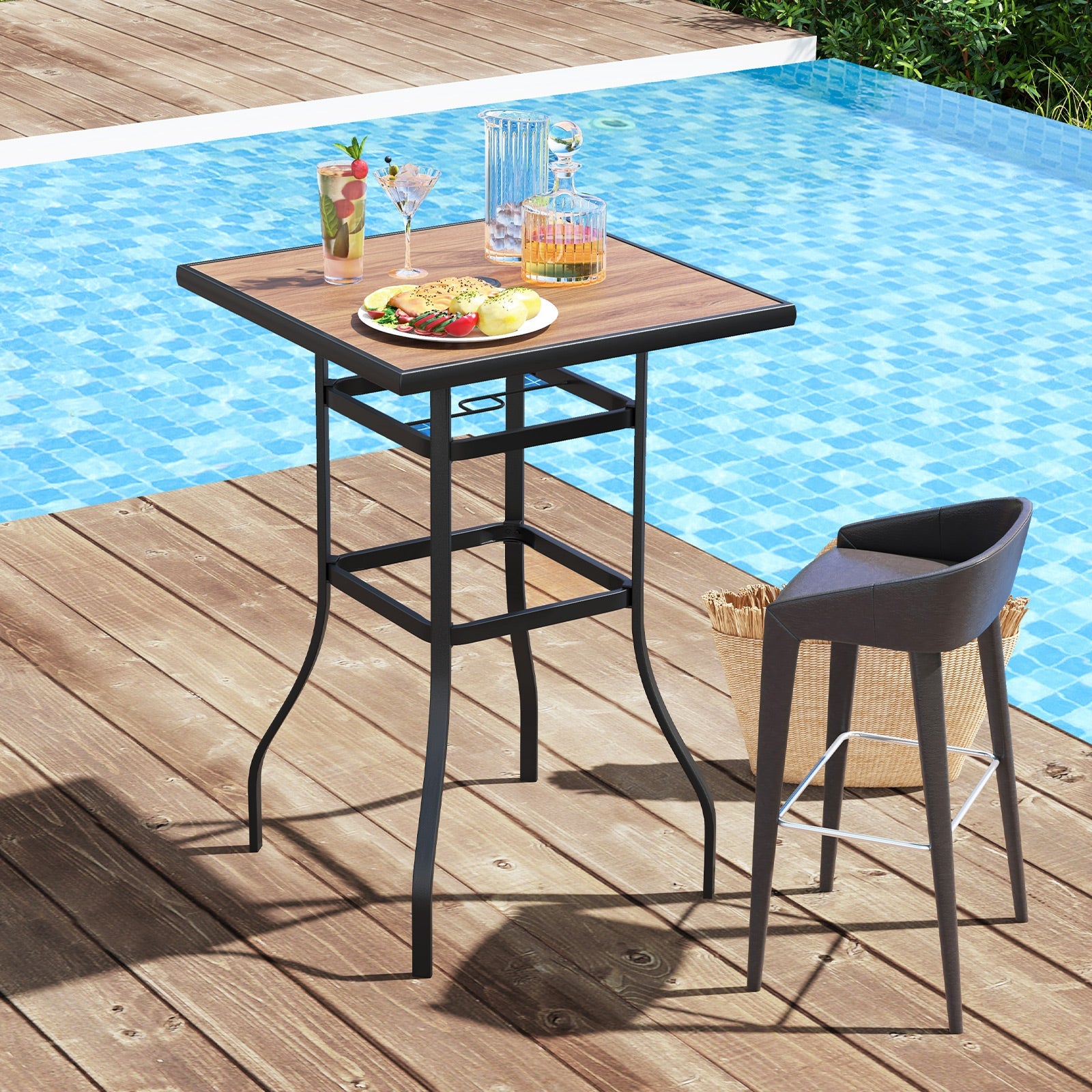27.5 Inches Patio Bar Table for Garden Backyard Poolside - Tampa Home & Garden Store