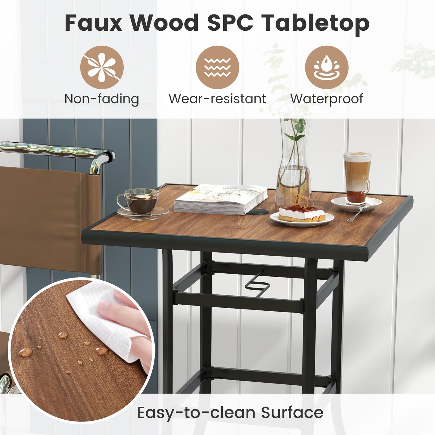 27.5 Inches Patio Bar Table for Garden Backyard Poolside - Tampa Home & Garden Store