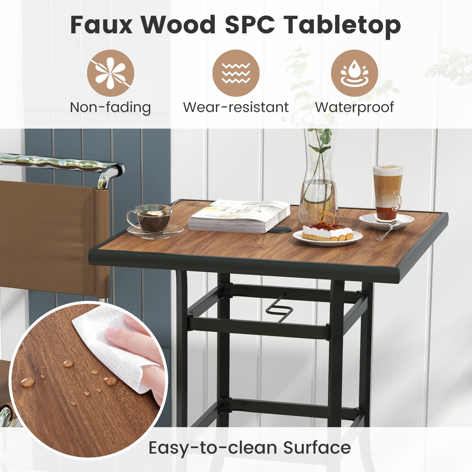 27.5 Inches Patio Bar Table for Garden Backyard Poolside - Tampa Home & Garden Store