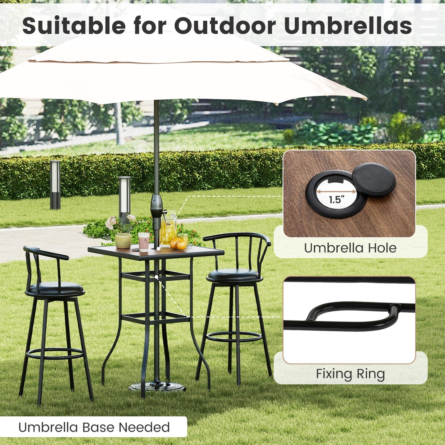 27.5 Inches Patio Bar Table for Garden Backyard Poolside - Tampa Home & Garden Store
