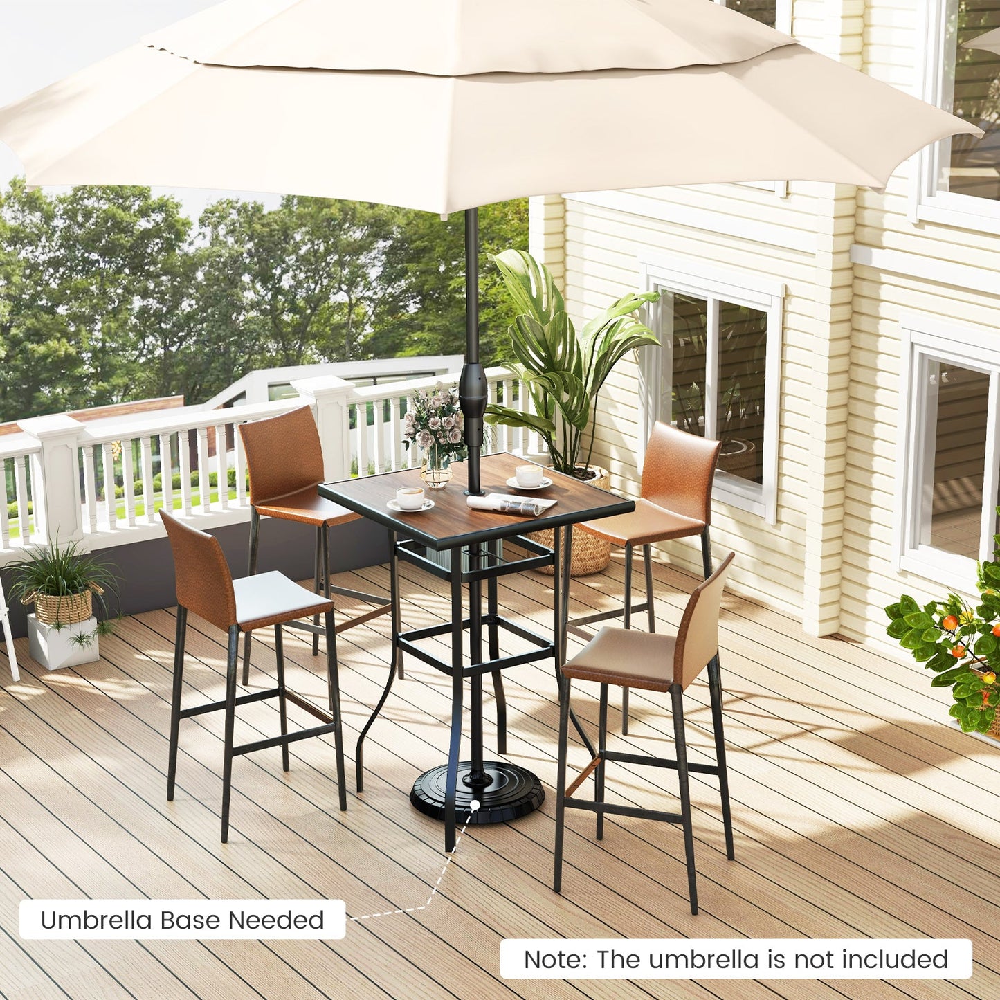 27.5 Inches Patio Bar Table for Garden Backyard Poolside - Tampa Home & Garden Store