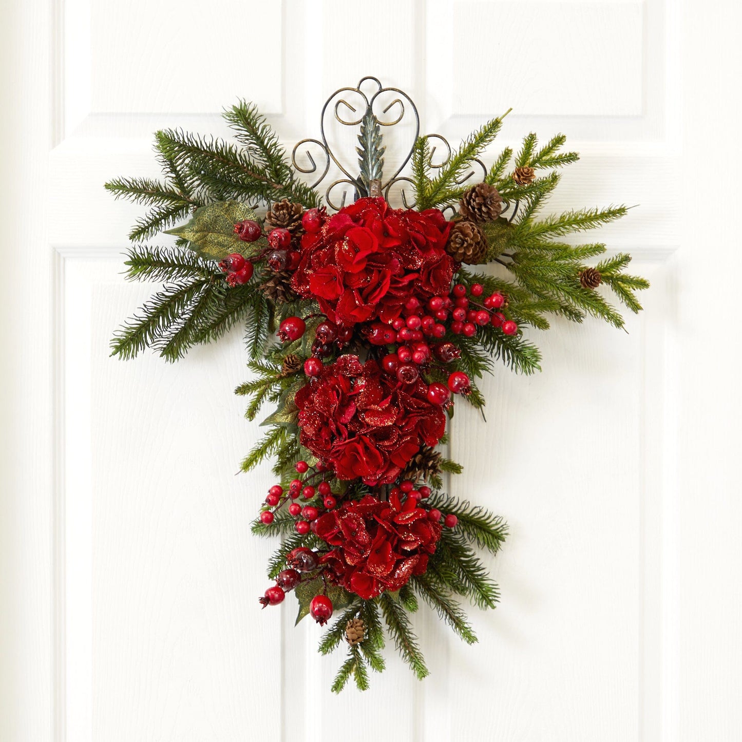 27” Christmas Hydrangea Teardrop - Tampa Home & Garden Store