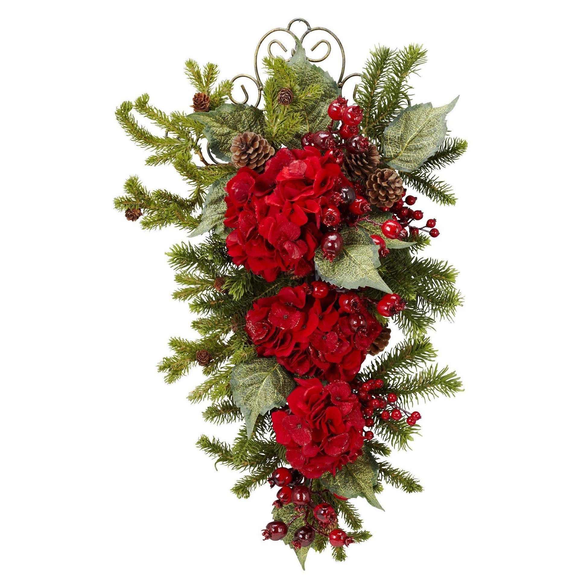 27” Christmas Hydrangea Teardrop - Tampa Home & Garden Store