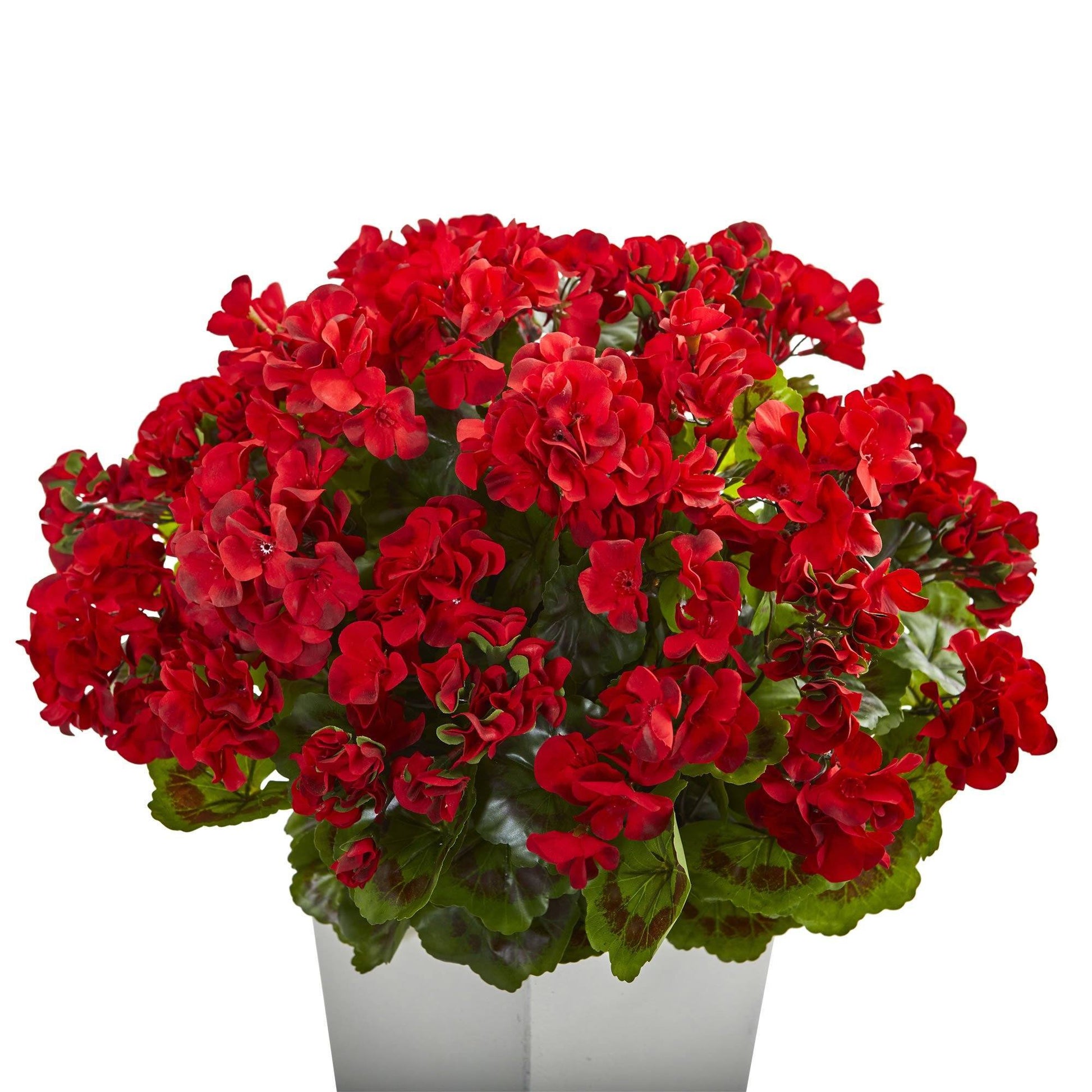 27” Geranium Artificial Plant in White Planter UV Resistant (Indoor/Outdoor) - Tampa Home & Garden Store