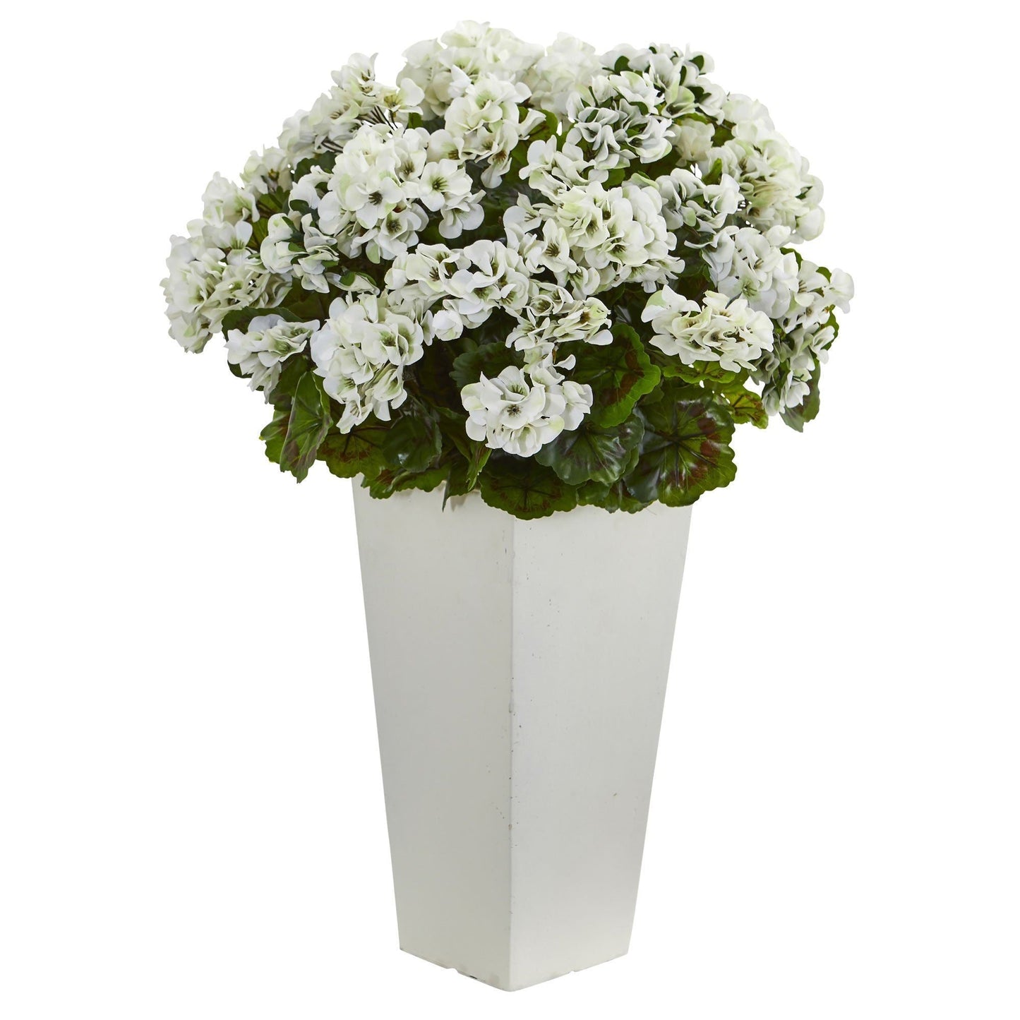 27” Geranium Artificial Plant in White Planter UV Resistant (Indoor/Outdoor) - Tampa Home & Garden Store