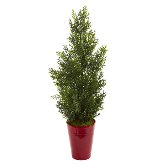 27” Mini Cedar Artificial Pine Tree in Decorative Planter (Indoor/Outdoor) - Tampa Home & Garden Store