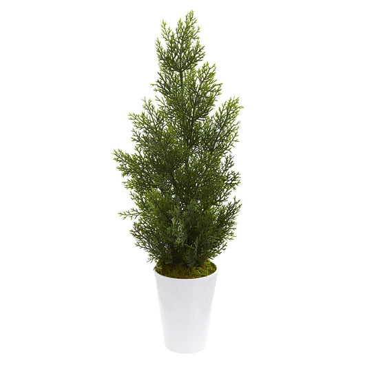 27” Mini Cedar Artificial Pine Tree in Decorative Planter (Indoor/Outdoor) - Tampa Home & Garden Store