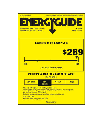 27 kW Electric Tankless Water Heater - Tampa Home & Garden Store