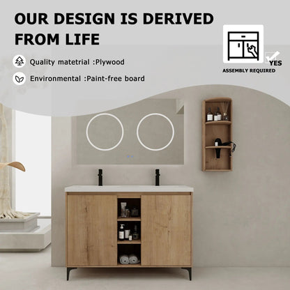 Elegant 48 Inch Vanity With Double Resin Sink