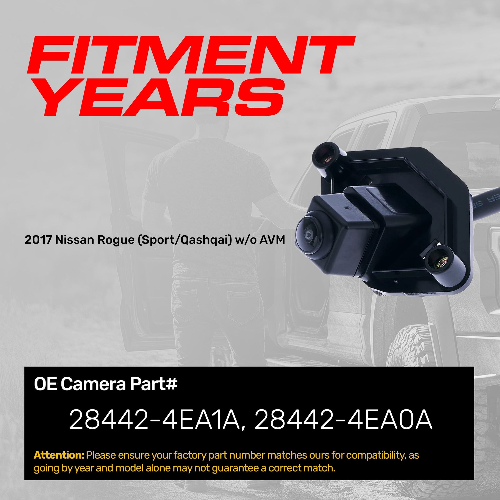 Master Tailgaters OEM backup camera for 2017 Nissan Rogue Sport/Qashqai w/o AVM, black housing on Tampa Home & Garden Store