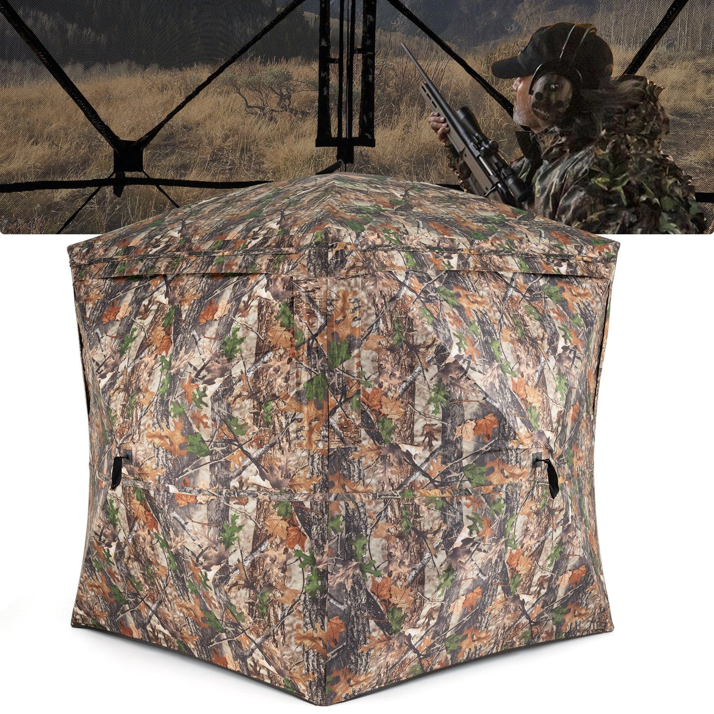 GemGear 270° See-Through Hunting Blind Tent in camouflage fabric with silent magnetic door on Tampa Home & Garden Store
