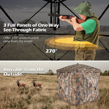 270° See-Through Hunting Blind Tent by GemGear with Silent Magnetic Door, hunter inside mesh panels on Tampa Home & Garden Store